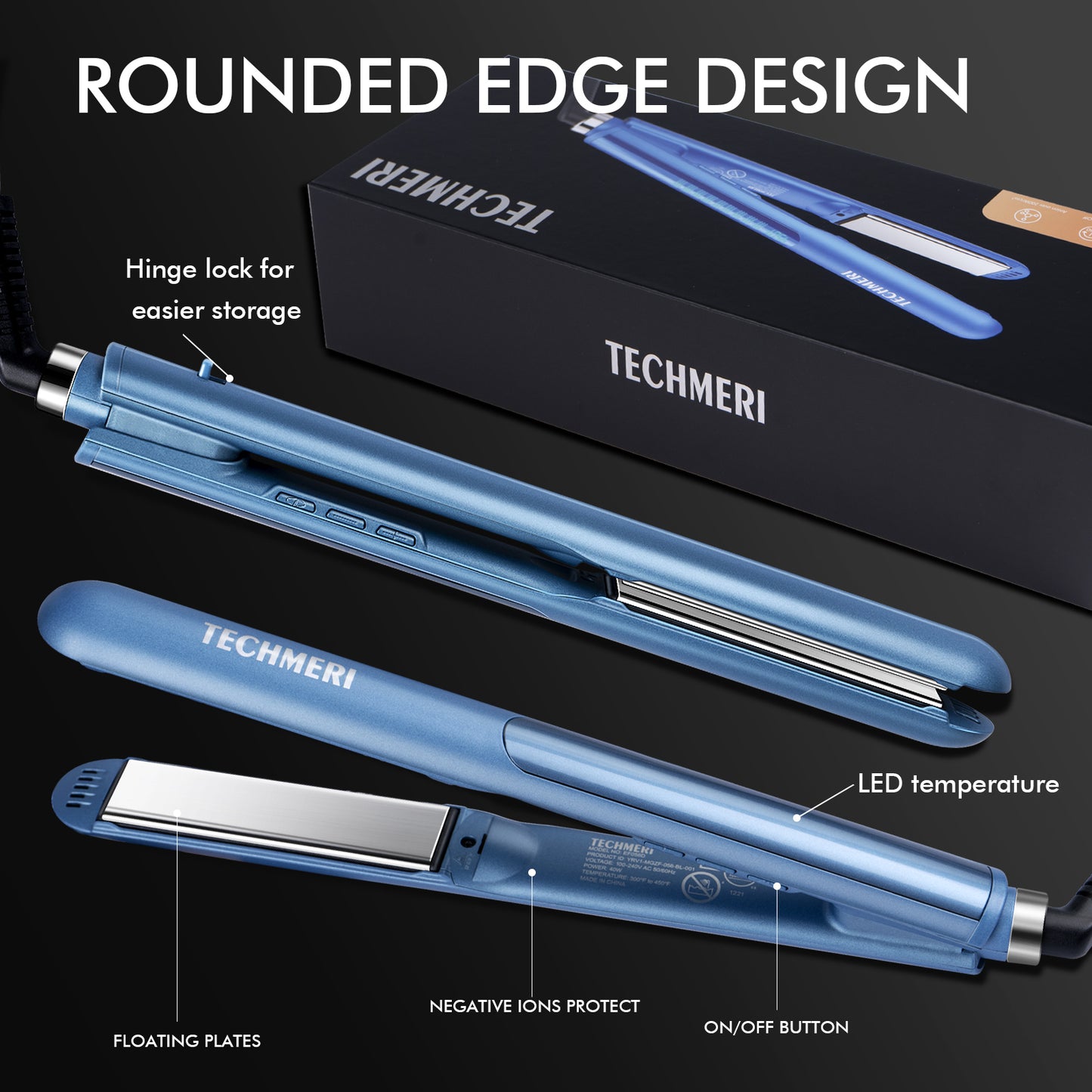 Techmeri Premium Blue Hair Straightener